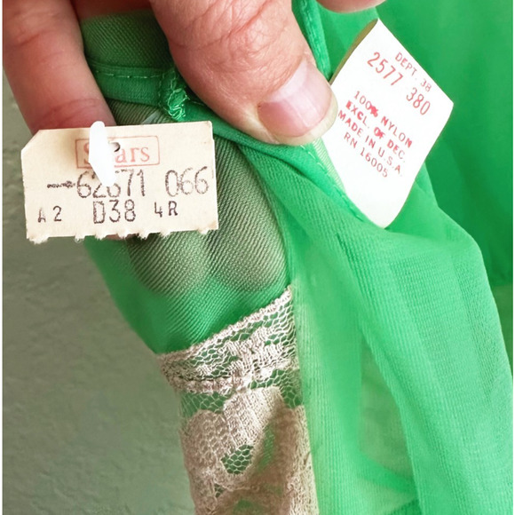 VTG 60's Sears Maxi Sheer Slip Nightgown Dress 38-40 L/XL Coquette Pin-Up Retro - Picture 8 of 10